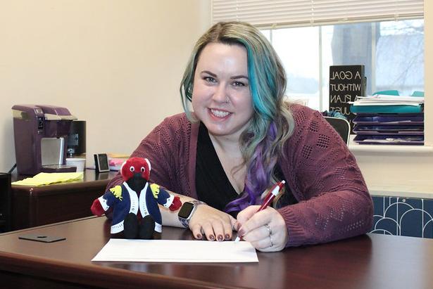 Hilary Bateman at her desk